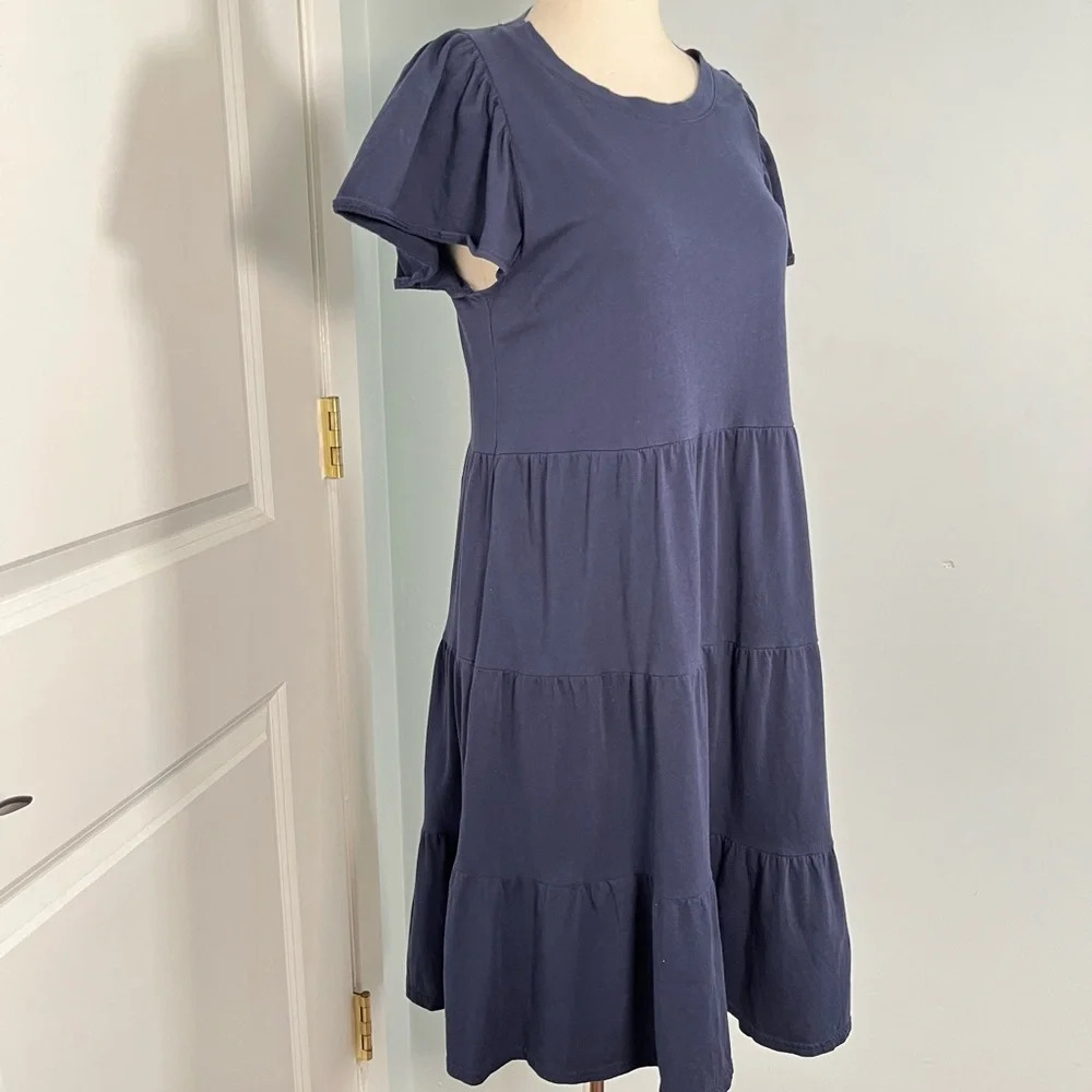J.Crew Navy Knit broken-in jersey tiered mini dress size XS - Picture 3 of 8